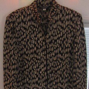 St John Evening By Marie Gray Black Gold Glitter Cardigan Knit Jacket Size 14